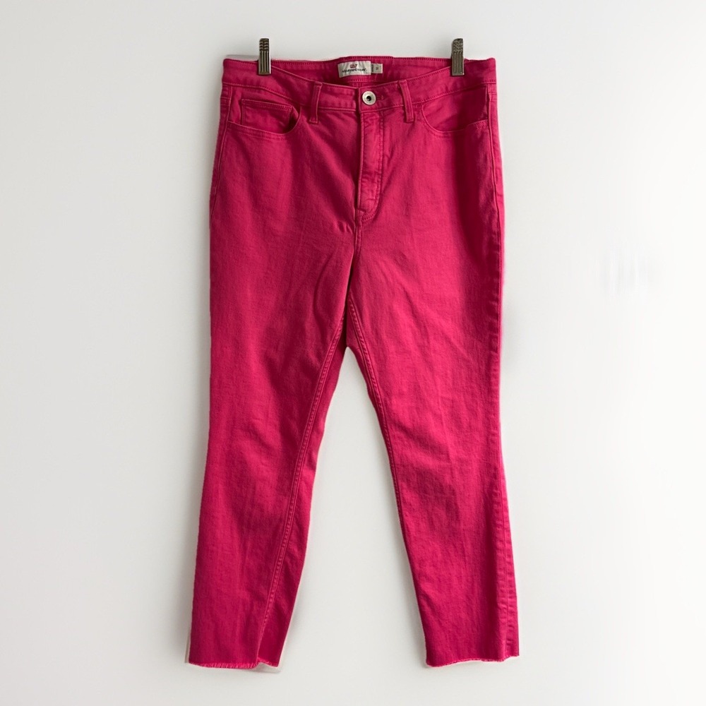 Vineyard Vines Women's Size 31‎ Pink High Rise Ankle Jeans 31x26 Raw Hem